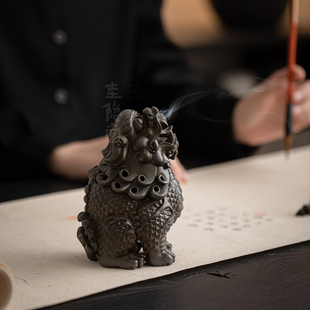 圭隐堂手工古锡望天吼瑞兽貔貅香熏炉禅意檀香盘香炉茶道香道摆件