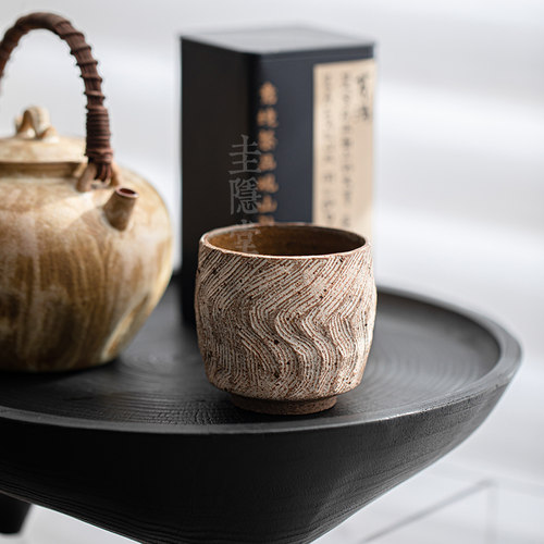 圭隐堂纯手工粉引粗陶茶杯