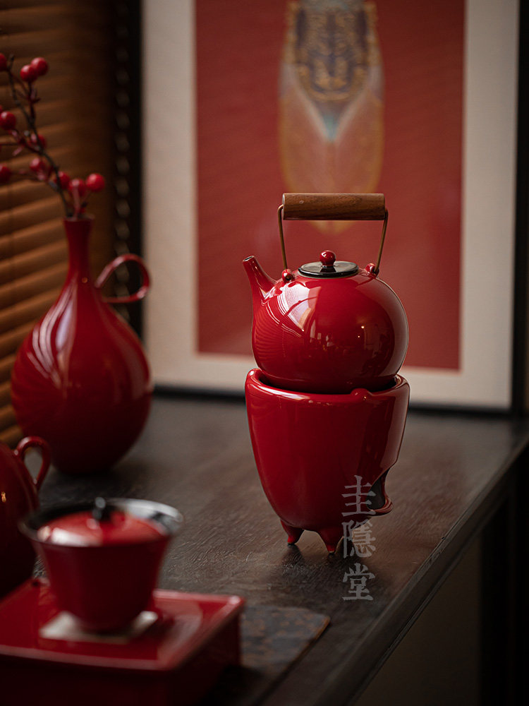 桂音堂紫禁城红陶抬梁家用茶壶炉边煮壶酒暖茶炉风炉套装,餐饮具,茶壶,淘宝优惠券,粉丝福利购,淘宝优惠卷