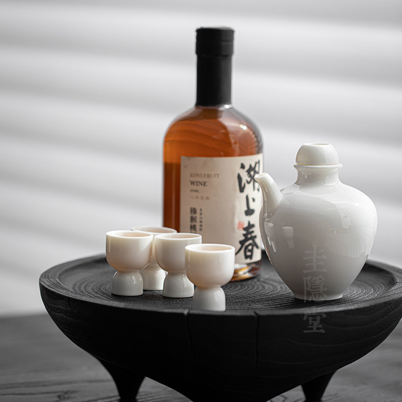 圭隐堂复古陶瓷酒具套装茶壶家用一口白酒杯小酌独饮酒器酒蛊酒壶