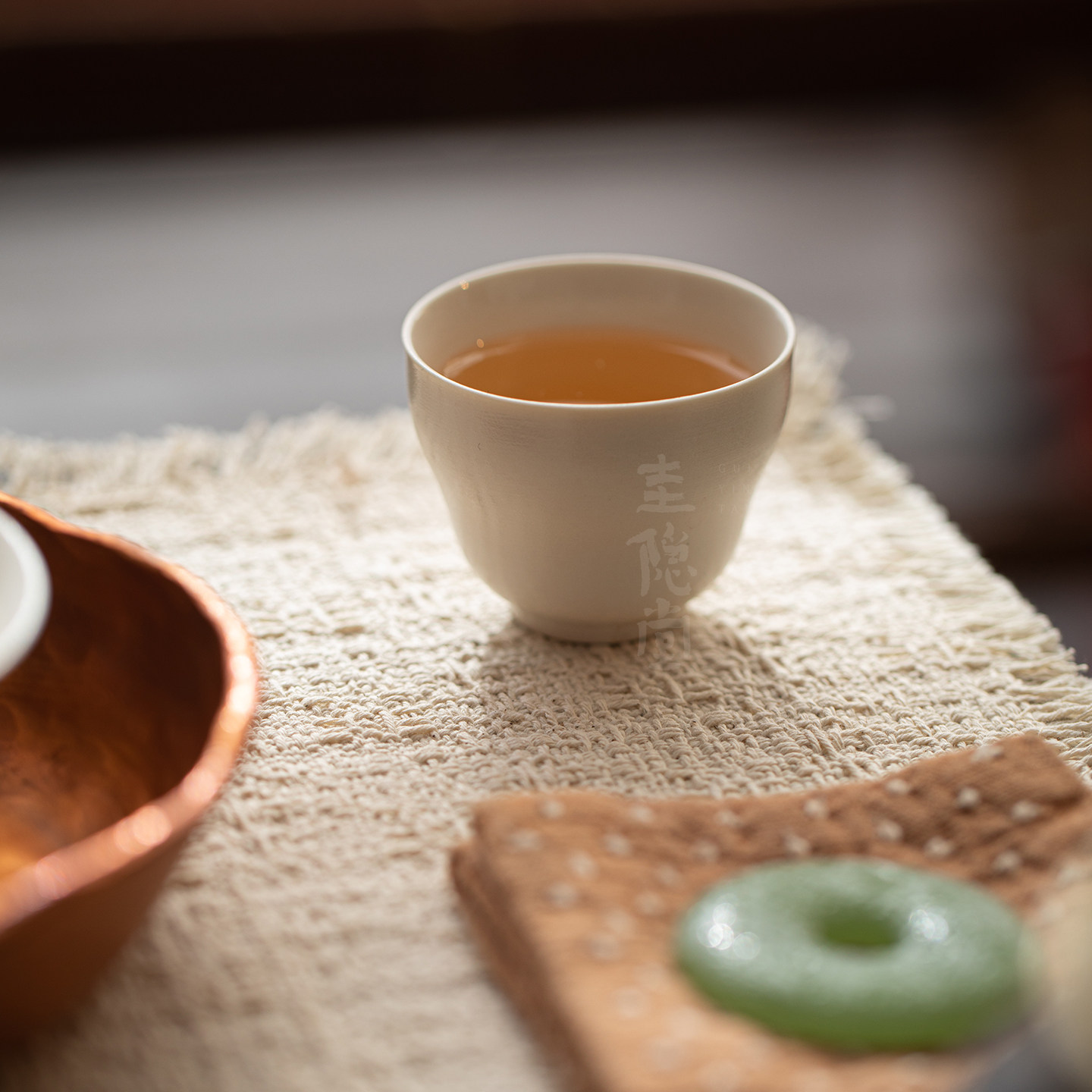 圭隐堂手工葫芦陶瓷茶杯简约素白粉引家用主人杯品茗杯单杯喝茶杯