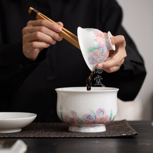 圭隐堂有田烧手绘陶瓷建水洗水家用茶渣缸茶废水盂茶洗插花器花盆