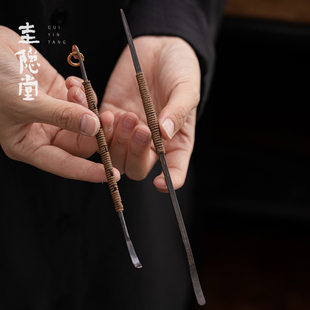 圭隐堂纯铜手工绳编茶拔中式 家用复古茶扒茶匙茶针功夫茶道零配件