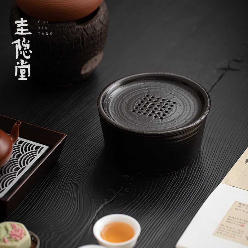 圭隐堂粉引粗陶建水洗水日式家用茶渣缸茶台茶废水盂茶洗杯洗茶盂
