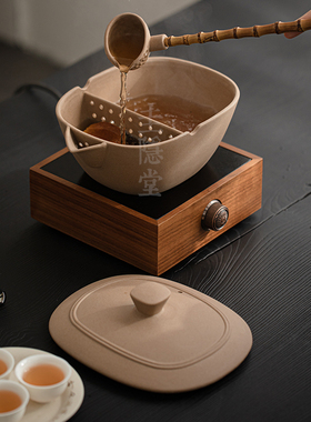 圭隐堂老岩泥古法围炉煮茶碗煮茶器白茶煮泡碗复古茶壶电陶炉套装