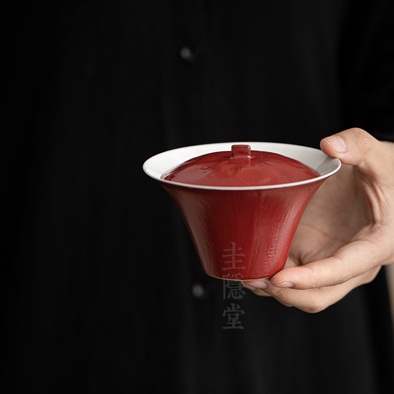 圭隐堂日式侘寂风粉引盖碗仿古手工陶瓷泡茶器家用防烫分茶碗梵汝