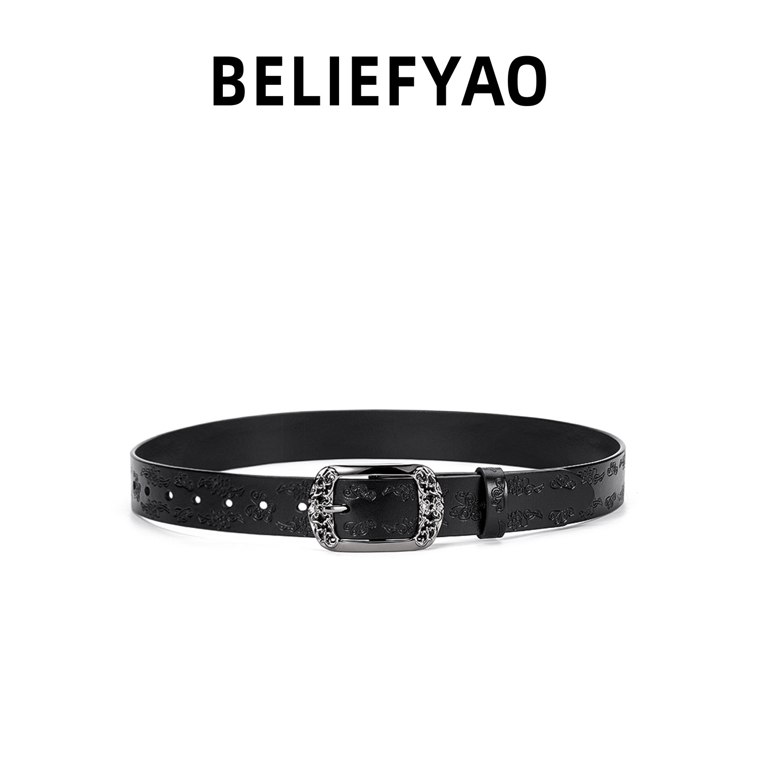 BELIEFYAO原创复古蝴蝶压花皮带