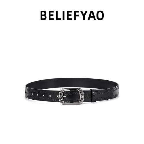 BELIEFYAO原创复古蝴蝶压花皮带