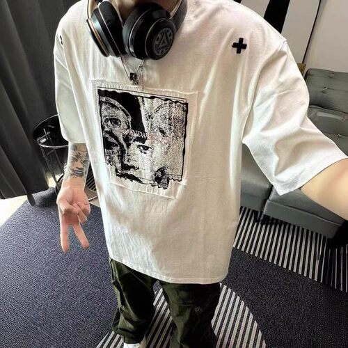 美式高级感贴布小众夏季纯棉上衣