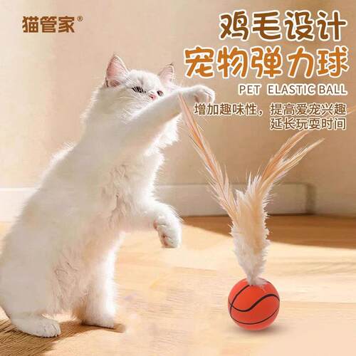 弹力逗猫球猫咪自嗨鸡毛篮球