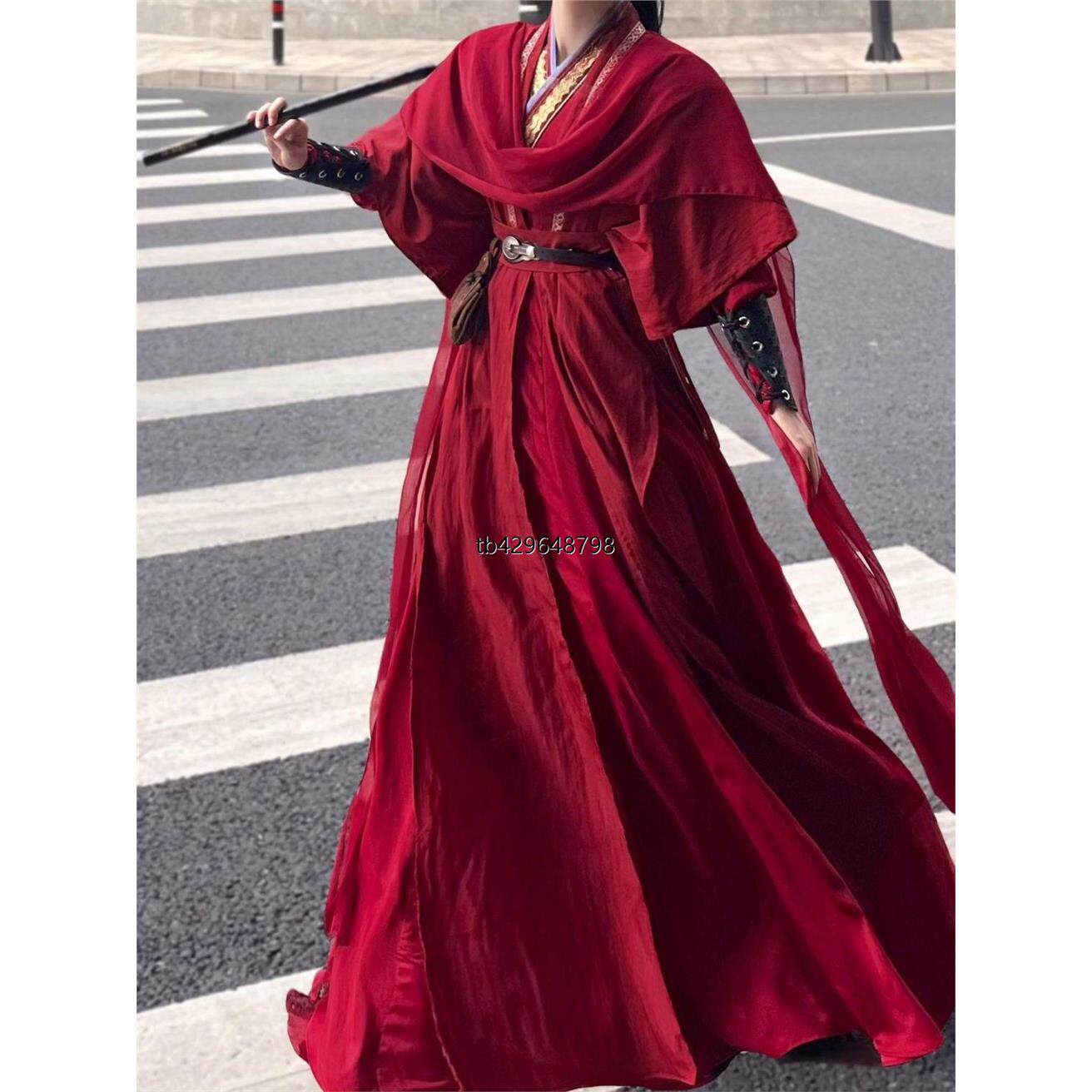万用红色劲装cosplay安琉璃漫展古风武侠男女款可私设二次元套装