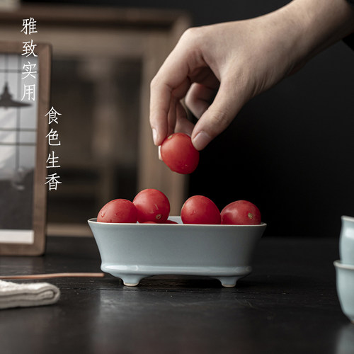汝山明天青釉迷你水仙盆汝窑摆件