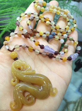 专柜清货  正品天然珊瑚玉项链 珊瑚玉仿古龙项链男女款时尚百搭