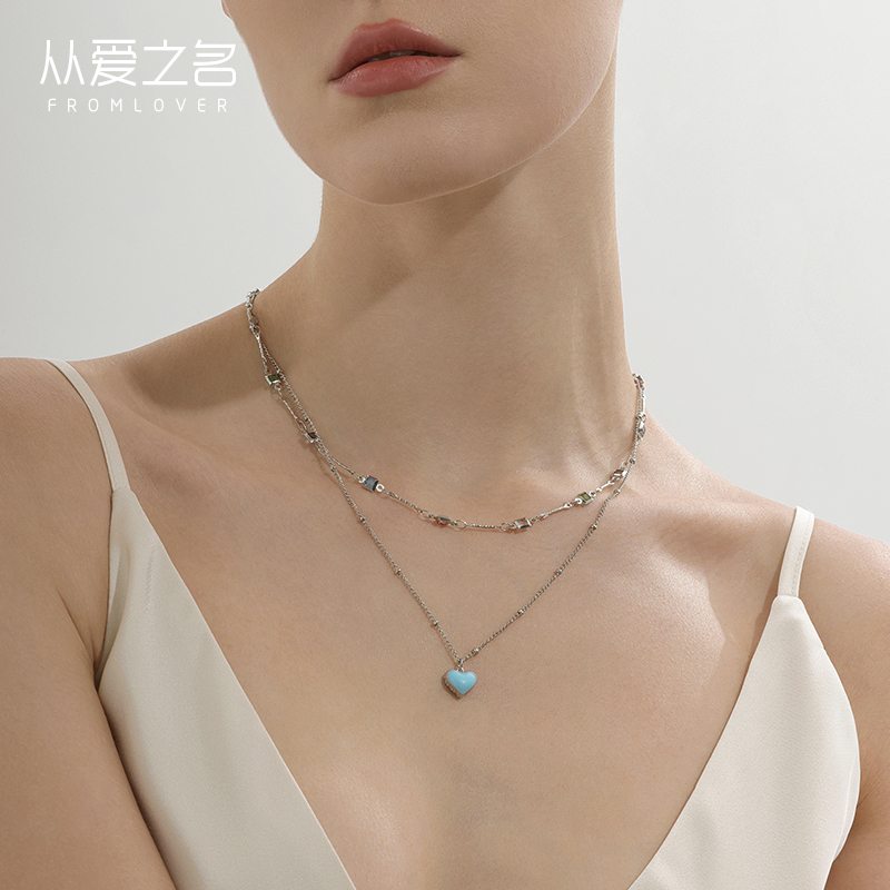 从爱之名海之心语项链女款