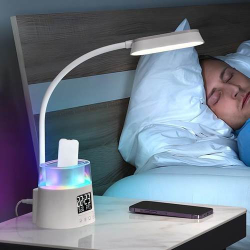 跨境RGB笔筒台灯闹钟多功能护眼灯学生学习桌面时钟一体定时夜灯