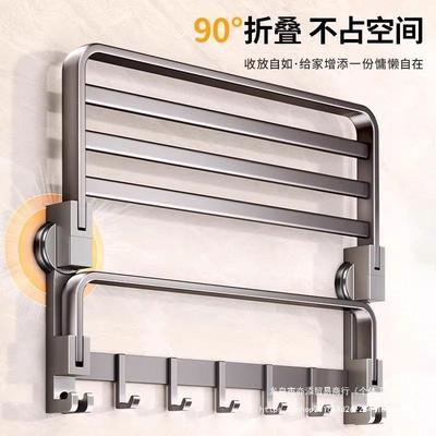 吸盘毛巾架免打孔卫生间置物架浴室淋浴房壁挂式浴巾置物收纳架子