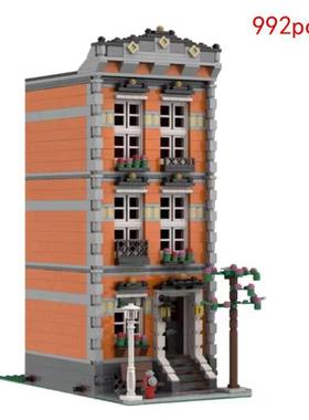 1跨境小颗粒拼装积木MOC-82673基本联排别墅街景公寓建筑模型玩具