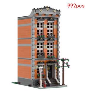 1跨境小颗粒拼装积木MOC-82673基本联排别墅街景公寓建筑模型玩具