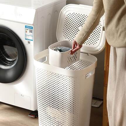 脏衣篮家用大容量浴室洗衣篮子带盖放脏衣服分区洗澡收纳筐脏衣篓