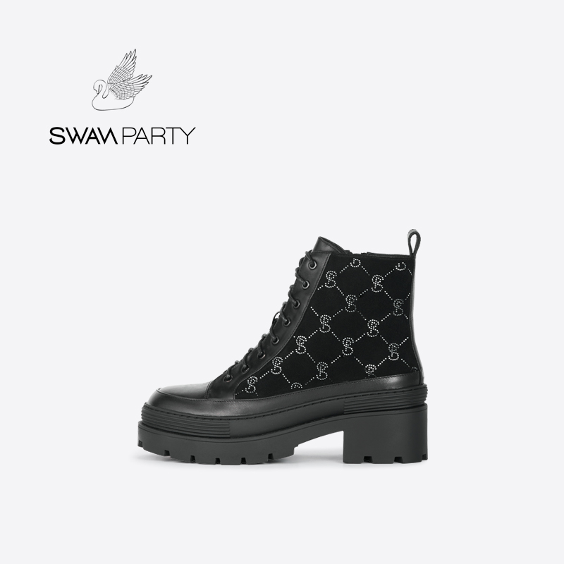 swanparty休闲风时装靴粗跟