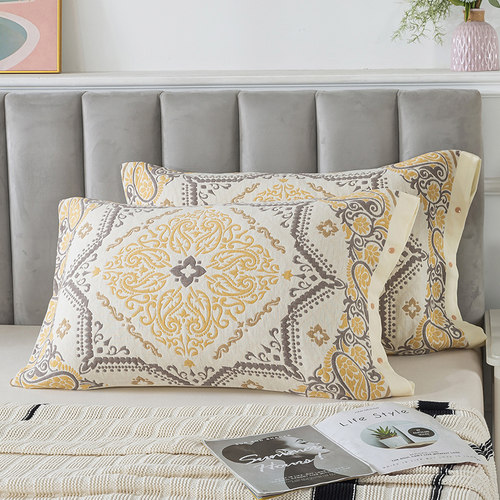 纯棉纱布一对枕头套加大加宽