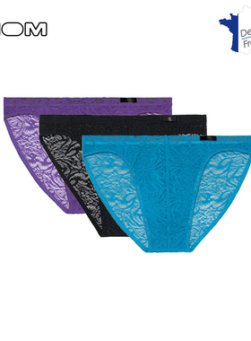 法国HOM男士轻奢高端蕾丝三角内裤时尚镂空设计感低腰性惑男底裤