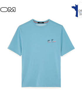 法国HOM夏季新款凉感圆领短袖恤衫休闲简约高端时尚T恤