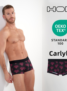 HOM男新款平角内裤高弹无痕不卡裆舒适宽腰带时尚印花四角内裤