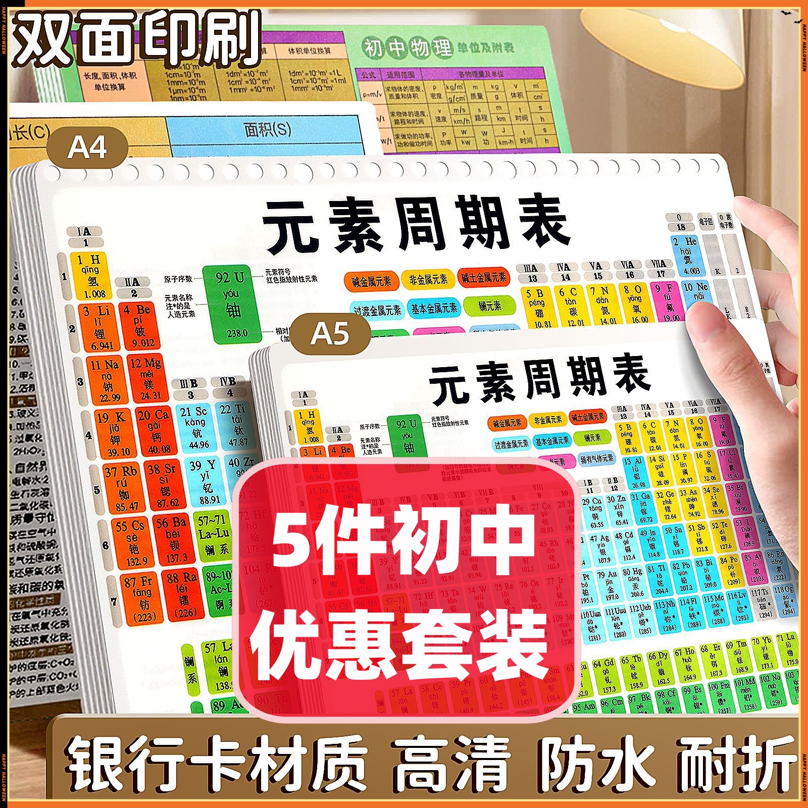 元素周期表数学物理化学公式初中生知识点大全方程式速记学习