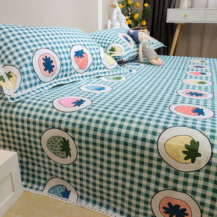 单件棉布粗布凉席非床上席子老垫三件套冰丝加厚夏季床单麻布