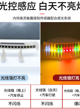 汽车尾翼新款太阳能警示灯流水七彩小灯防水爆闪LED轿车改装尾部