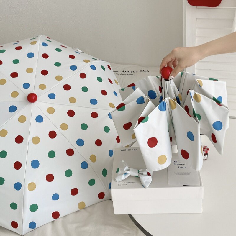 红鼻子波点晴雨伞两用太阳伞女防晒防紫外线黑胶遮阳伞折叠便携女