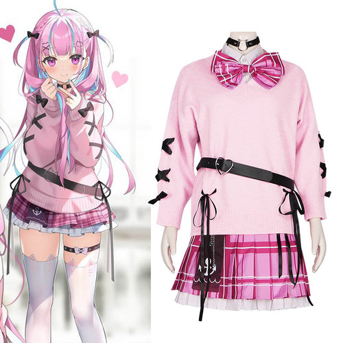 虚拟vtuber凑阿库娅cos阿夸女装制服日常穿毛衣cosplay动漫扮演服