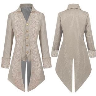 万圣节男式蒸汽朋克中世纪夹克哥特式维多利亚时代弗罗克外套制服