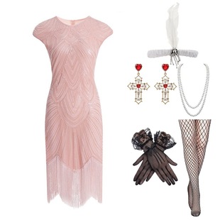 1920S复古礼服盖茨比连衣裙重工钉珠亮片流苏裙新品欧美爆款