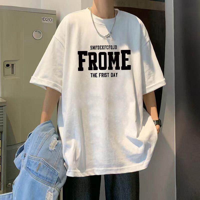 潮牌纯棉字母短袖T恤男士夏季宽松大码体恤痞帅美式情侣上衣