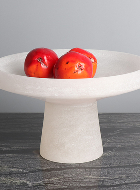 速发新中果圆形玉石水盘摆件家居餐厅桌面托式盘别墅会客厅茶几装