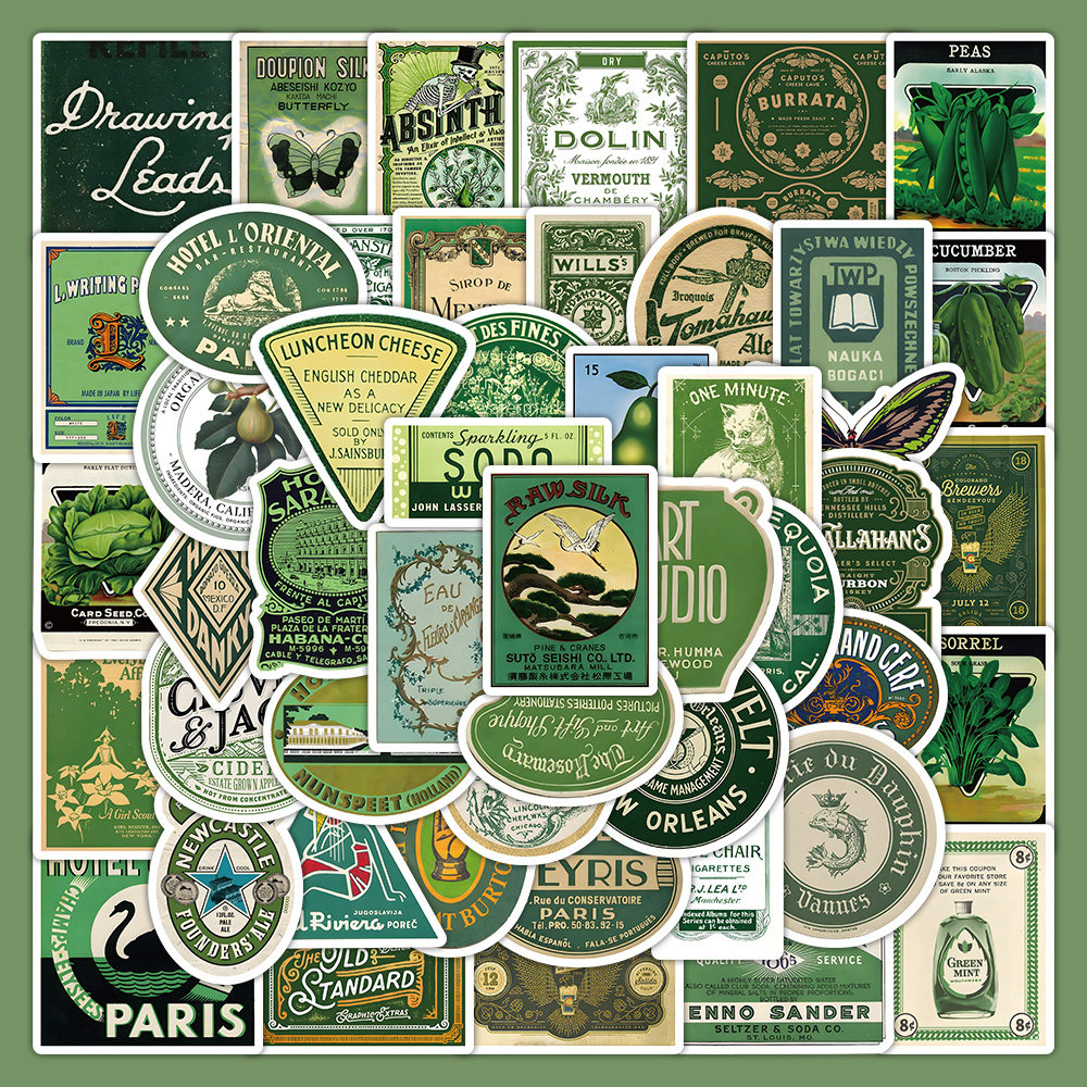 189张绿色美式复古贴纸高颜值ins风创意装饰笔记本行李箱防水贴画,文具电教/文化用品/商务用品,贴纸/立体贴纸,淘宝优惠券,粉丝福利购,淘宝优惠卷