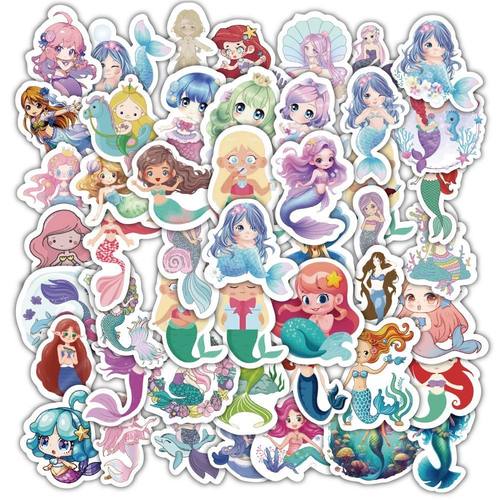 120贴不重复美人鱼贴纸卡通女儿童奖励女孩装饰水杯手机防水ins风