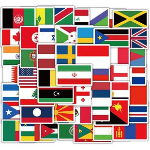 180张世界国旗贴纸各个国家红旗行李箱桌面手账素材杯子贴纸
