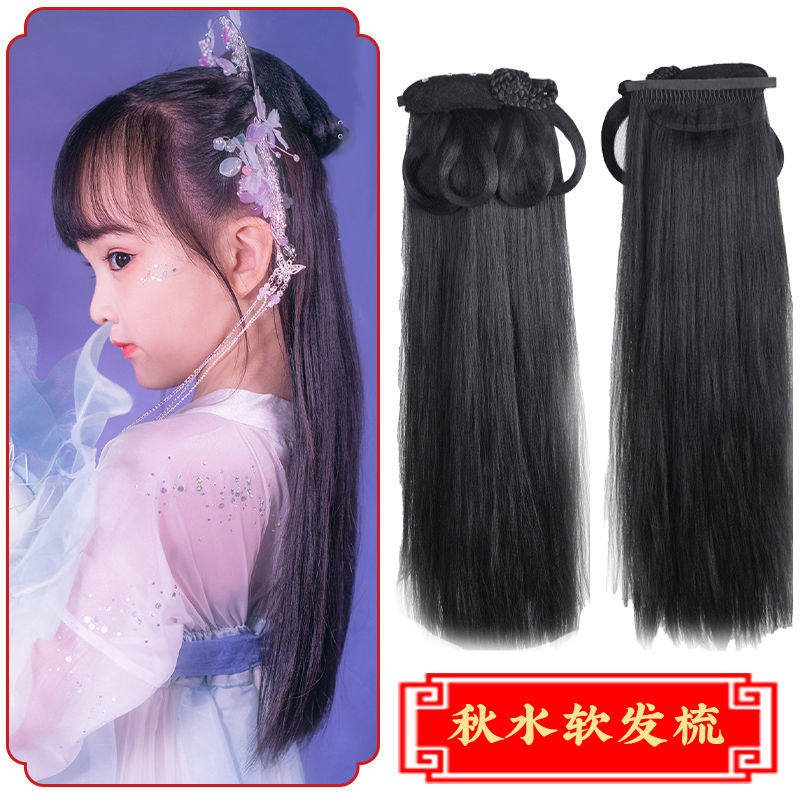 唐妮儿童古装汉服一体式发箍古风发包发型发髻假发女童头发造型假