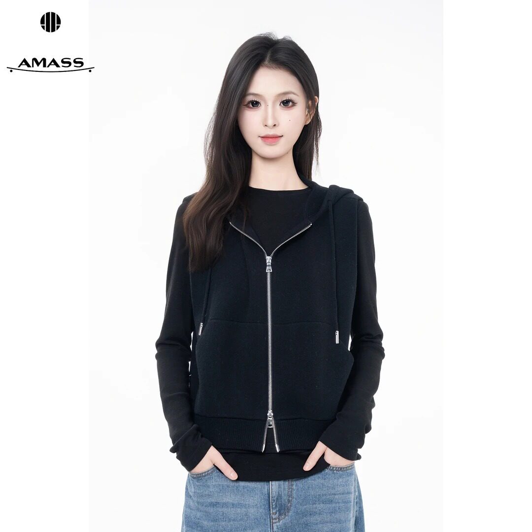 AMASS/阿玛施秋冬新款时尚简约百搭无袖简约拉链针织马夹女548050