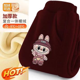 男女童裤子秋冬季新款加绒儿童运动卫裤冬中大童束脚长裤一体绒冬