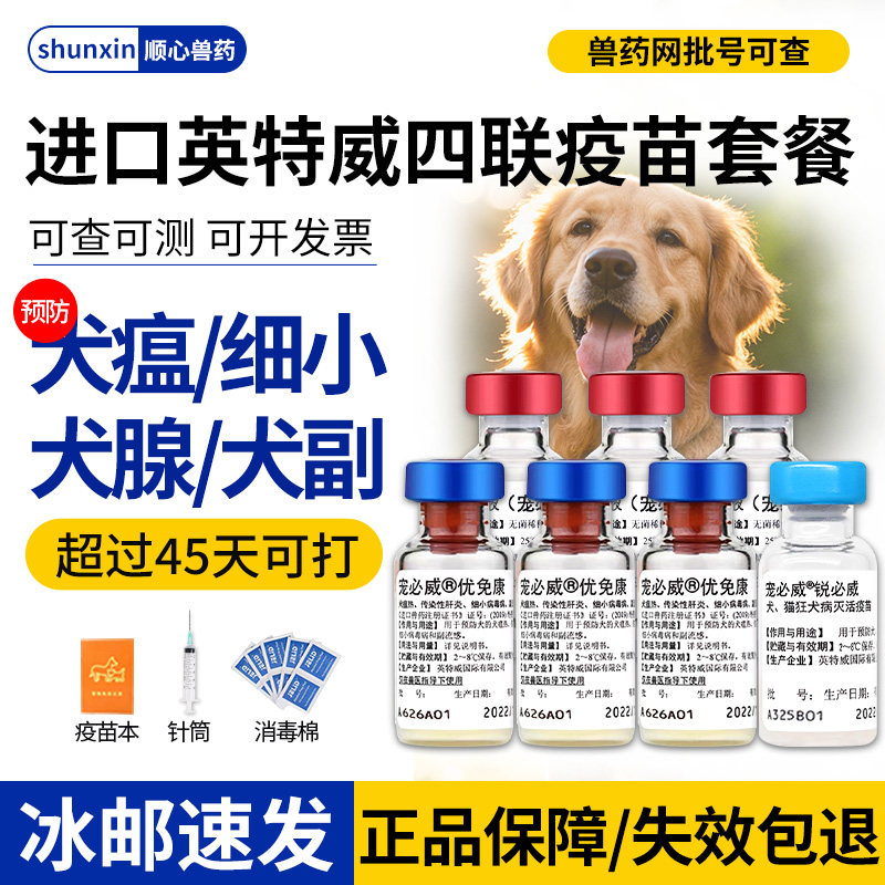 进口英特威狂犬疫苗狗四联套餐狗狗每年加强针宠物小狗幼犬全套针