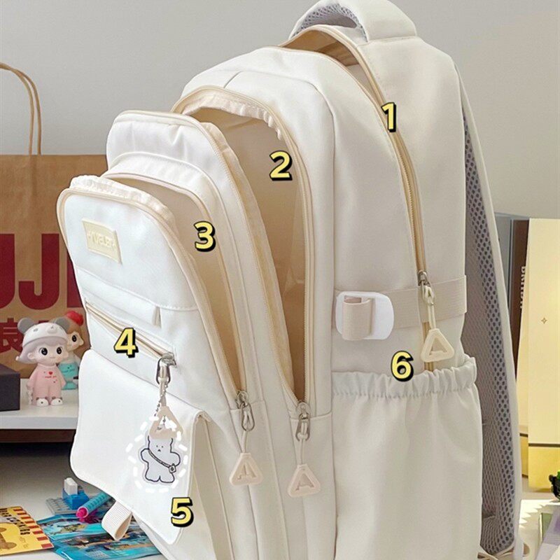 高颜值日系初中大容量书包女高中大学生小众双肩包简约百搭电脑背