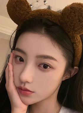 可爱小熊耳朵毛绒头饰发箍女款2024新款网红洗脸发捆发卡刘海发饰