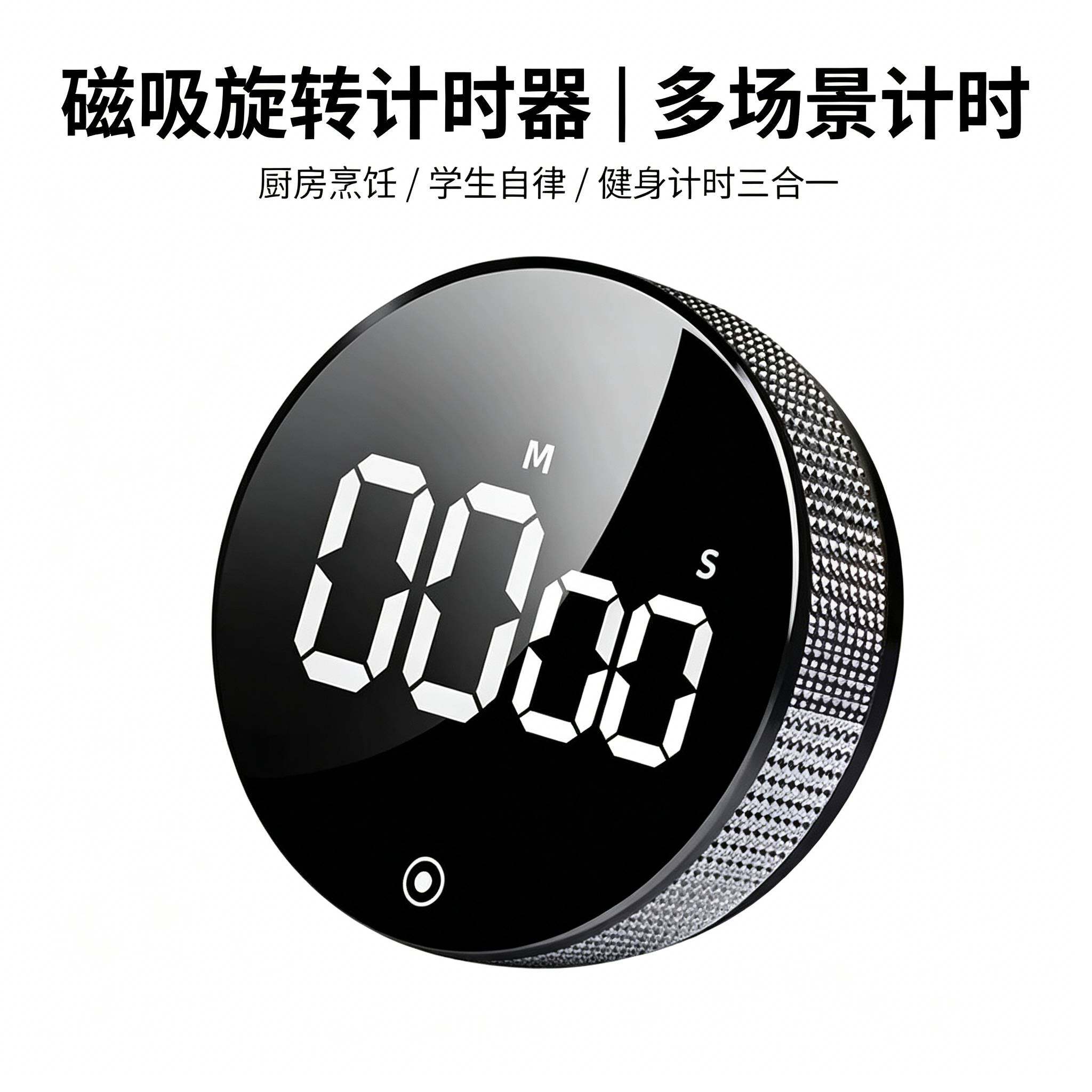 电子旋转计时器厨房吸磁提醒器闹钟电子秒表多功能定时器健身自律