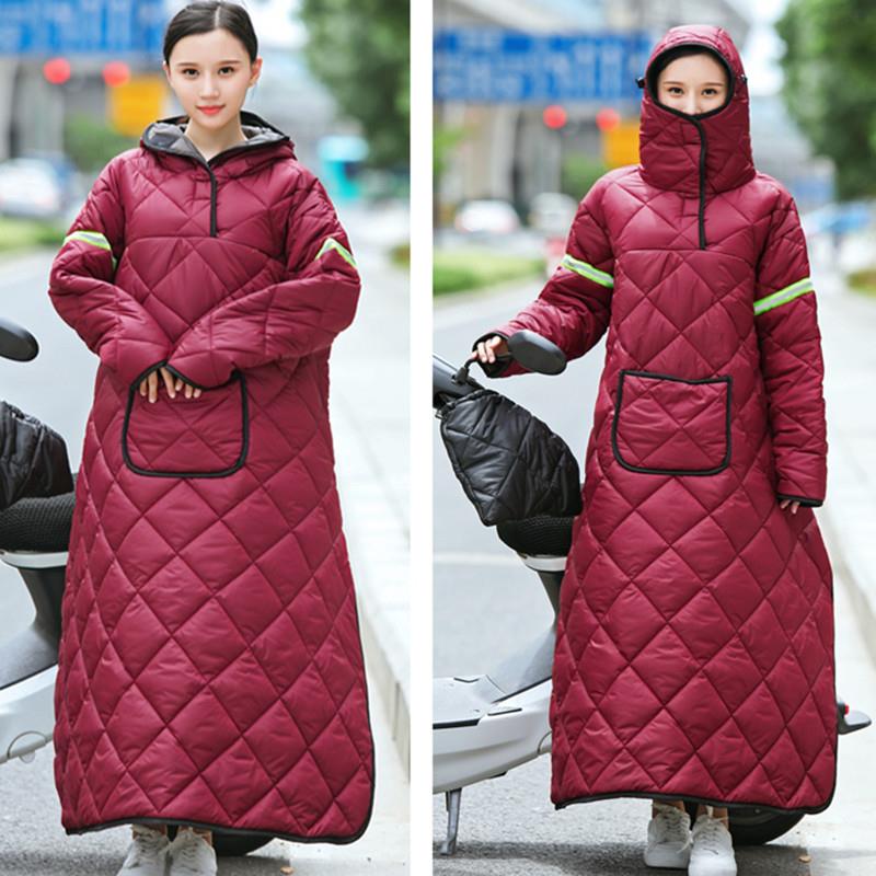 电动车挡风衣被男女加厚保暖加绒冬季防寒防水帽电瓶摩托车防风衣