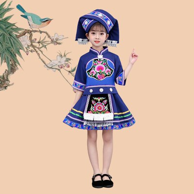 速发新款儿童56个演出服幼儿少数民族毛南族男童合唱舞蹈表演服