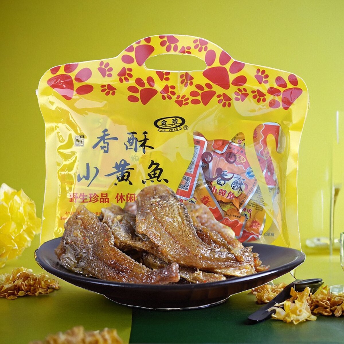 【爆款】舟山香酥小黄鱼500g香辣味黄花鱼干开袋海鲜零食小吃
